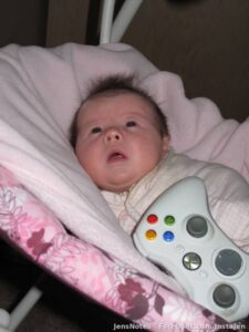 Never too late to start your kids on scientifically proven fine motor skill enhancing #xbox war games! #callofduty