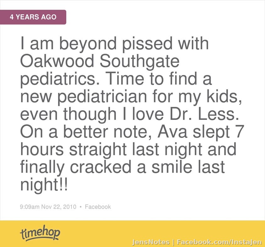 Wow. I will always remember Dr. Less and her niceness along with her over-prescribing of antibiotics...all my kids used her. Bit after all I