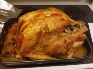 It's not turkey day yet...I just felt like cooking one. I make the best moist turkey. I have 2 more in the freezer :)
