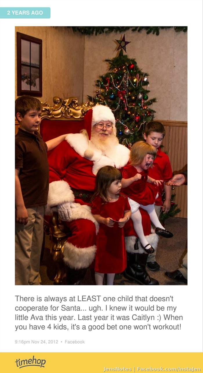 This is just funny because my Santa pics are the same every single year.... ha ha. I can't wait for that nightmare this year