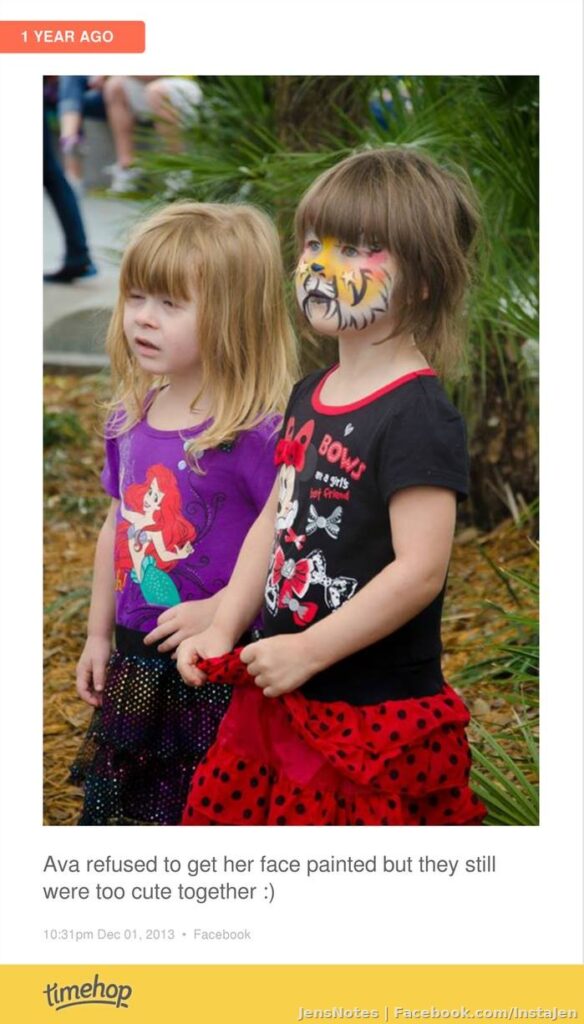 1 year ago today at Magic Kingdom. Face painting always worth it. This was the day my sister got engaged there and was my