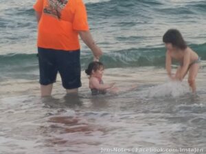 Addy loves the huge ocean waves!