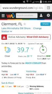 It is not beach weather. First time in a very long time my hands hurt due to losing circulation from the cold. Central FL