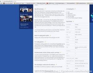 So, in front of Matt and with his knowledge - I put an OkCupid ad on myself. It's not my kind of site, I