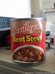 OK. Mystery. I found this on my counter....nobody has an explanation...never heard of it and the label is in Spanish lol. *Southgate* beef stew...