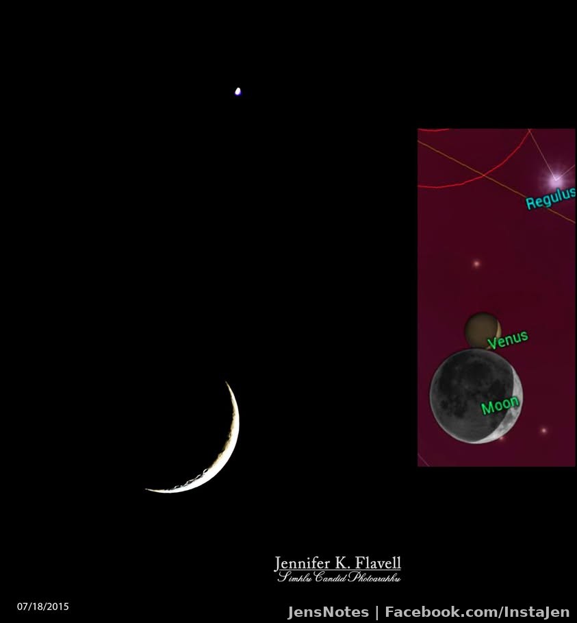 Here is the moon for 7/18/2015. Of course I don't have my black hole seeing lens or anything so craters are just barely visible,