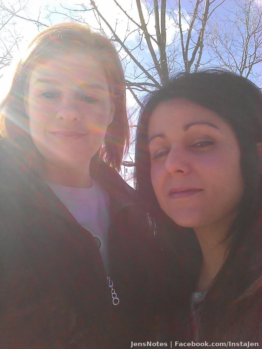 Julie Rodriguez Harris and I in a rare photo together before lunch last week! It's too bright out for both of us, lol!