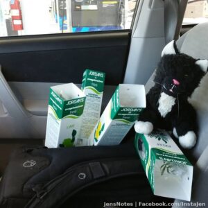My passenger... #specialkitty I bought for my oldest son when he was born almost 14 years ago. Buttface kid lol. #lonely #roadtrip I clearly