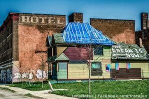 Some people get creative with what little they have to work with. *wink wink*. :) This is across from Michigan Central Station in Corktown.