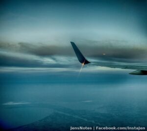 A Delta airlines flight over downriver.