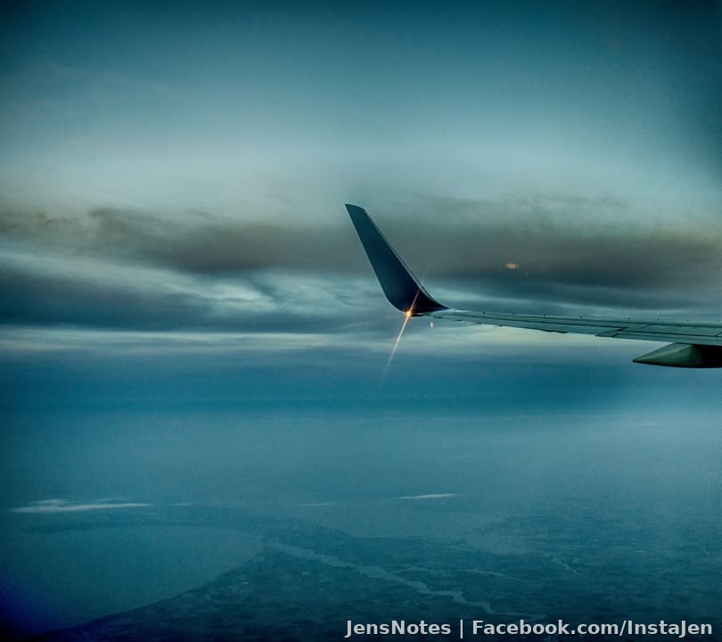 A Delta airlines flight over downriver.