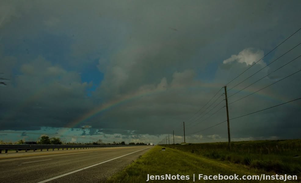 My blind eyes see a couple wide spectrum rainbows. I think?