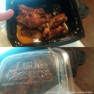 In honor of Mike Ilitch and his empire... i will eat the wings i got here in Lake Wales, FL earlier before i found