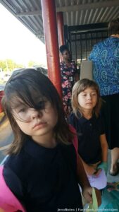 My girls started school today at Spook Hill Elementary lol. Guess the mascot? ?? They look thrilled.