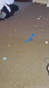 You can almost make out how I was positioned by where they left everything. Face down feet closest to the door, took blood sugar