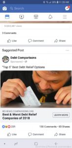I hate FB ads but really I took one look at this debt relief ad and my first thought his relief was snorting a