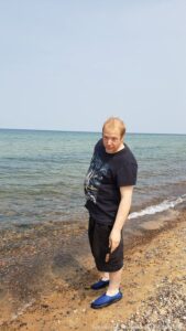 Jason in the very cold waters of Lake Superior. Unlike me he mostly stayed ashore.