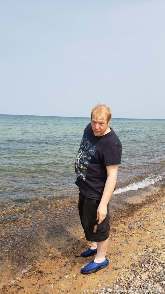 Jason in the very cold waters of Lake Superior. Unlike me he mostly stayed ashore.