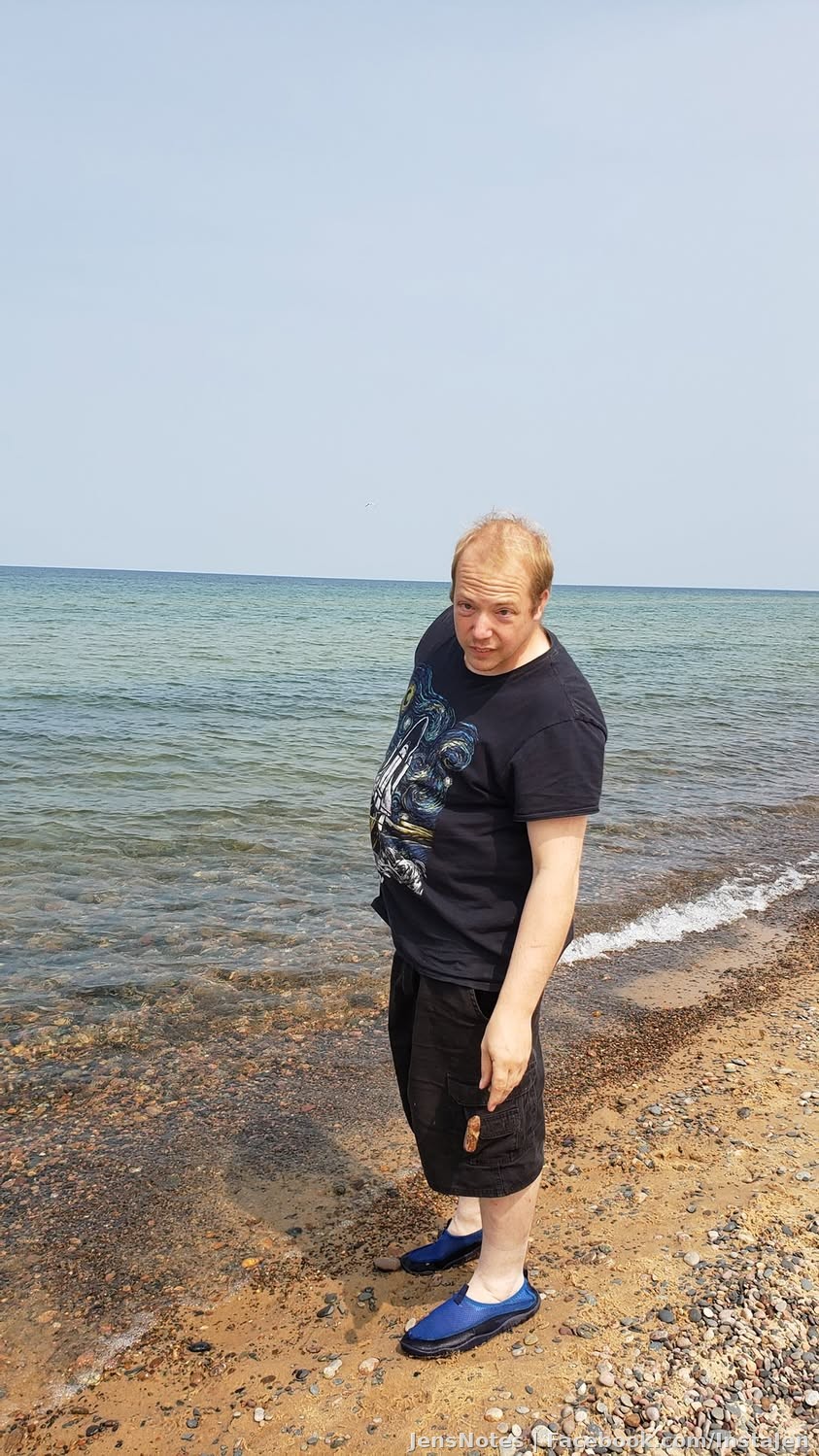 Jason in the very cold waters of Lake Superior. Unlike me he mostly stayed ashore.