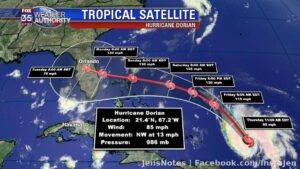 I'm scared to death of Hurricane Dorian. It's going to make landfall so far, a category 4 (I'm predicting strengthening to a mild cat
