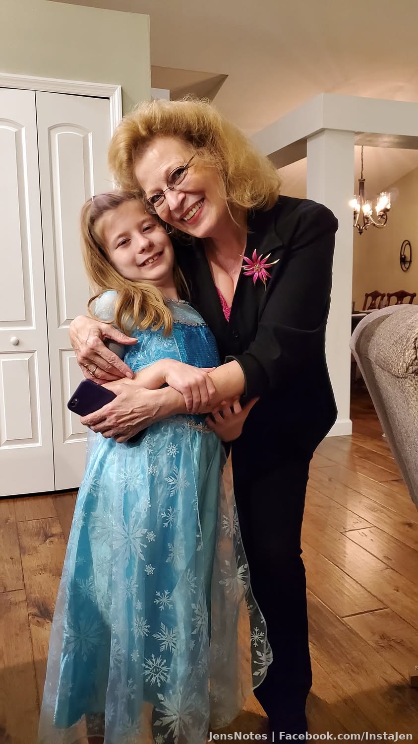 @[100040355160126:2048:Ava] and her Meme (meh-may) on Thanksgiving! I love this photo! She is dressed to see Frozen 2 afterwards. She is my princess.