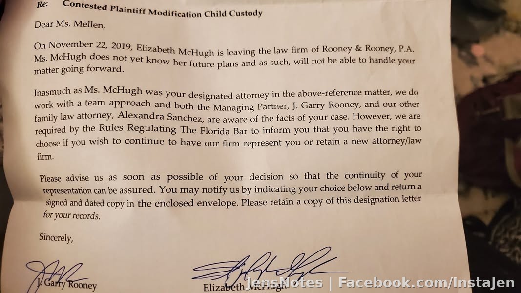 I can't tell you how devastating it is to have your attorney either quit or get fired from her firm when she knew absolutely