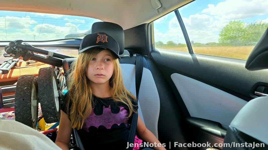 Loves to wear my *D* hat I wear to cover my face doing photos in the hot sun. She'll have to give it up!