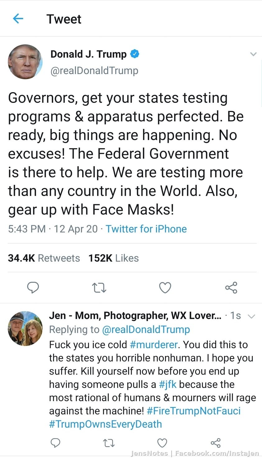 My reply to Trumps last tweet. Trust me, there are worse replies. The fact he tweeted with a hashing of "# firedrfauchi" is horrible.
