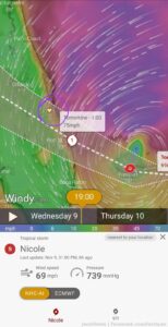 Some scary hurricane force winds and coastal destruction happening! Will be here soon! We expect the power to go out eventually.