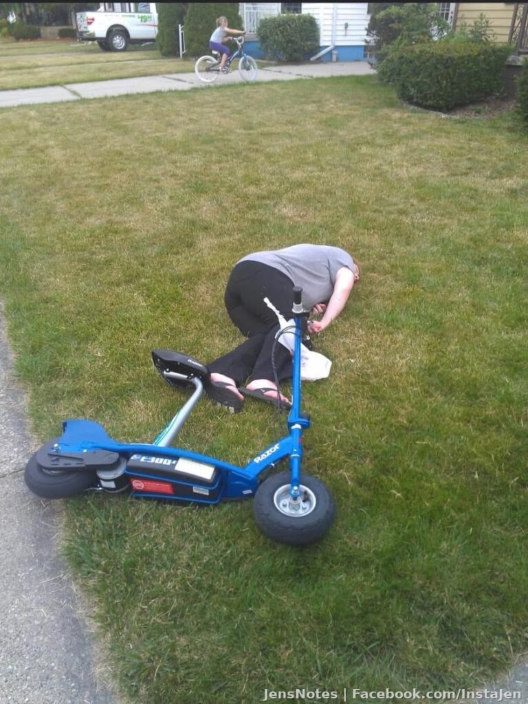When I tried to be cool but epically failed in front of all neighborhood! Funny landing! The only time I never broke something haha.