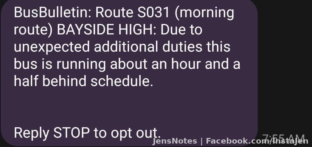 This is a regular thing in Brevard County. They really need bus drivers! What about those kids who have nobody to get them to