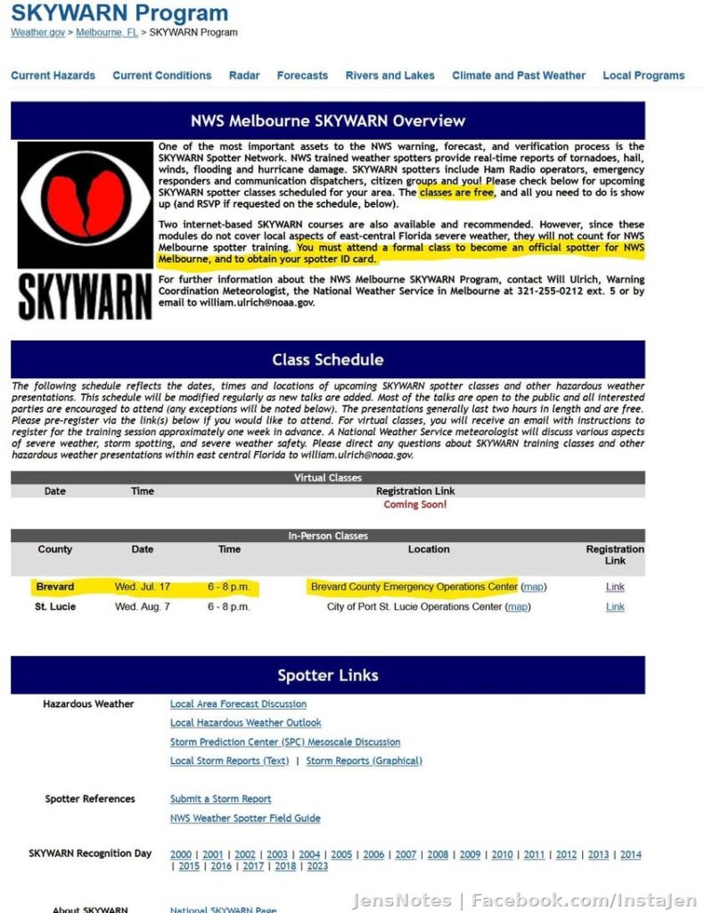 Want to be a Skywarn Spotter? For those of you not proudly in my lame @[291268366670360:69:Palm Bay & S. Brevard County - Weather Nerds]