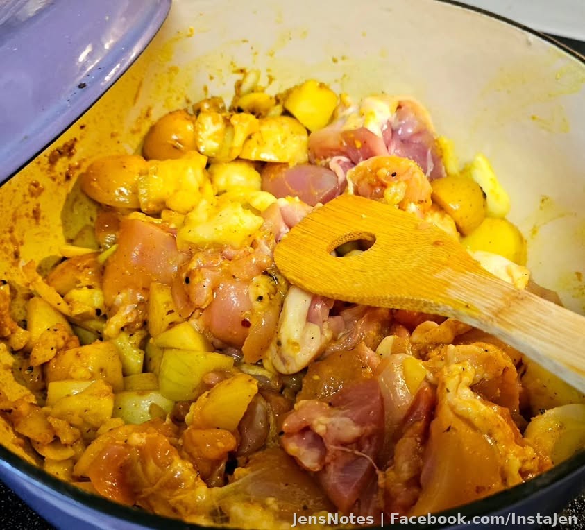 A pot of homemade chicken korma getting started! #indianfood #cooking #korma #chickenkorma