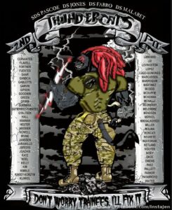 @[100078377596062:2048:Andrew Flavell]'s @[100069182170565:2048:Charlie Battery, 1-79 FA Basic Combat Training] shirt. I mean, I was a little put off my 'thundercats' but then I saw