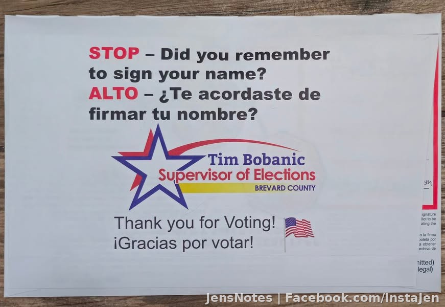 Yay, I voted! Well not officially til it goes on the drop box tomorrow! Florida needs lots of change and so does the USA.