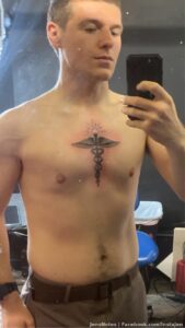 My Andrew got his 1st tattoo today and oh wow I just love it!!!!!!!!!!! Perfect for a combat medic! I've never seen how the