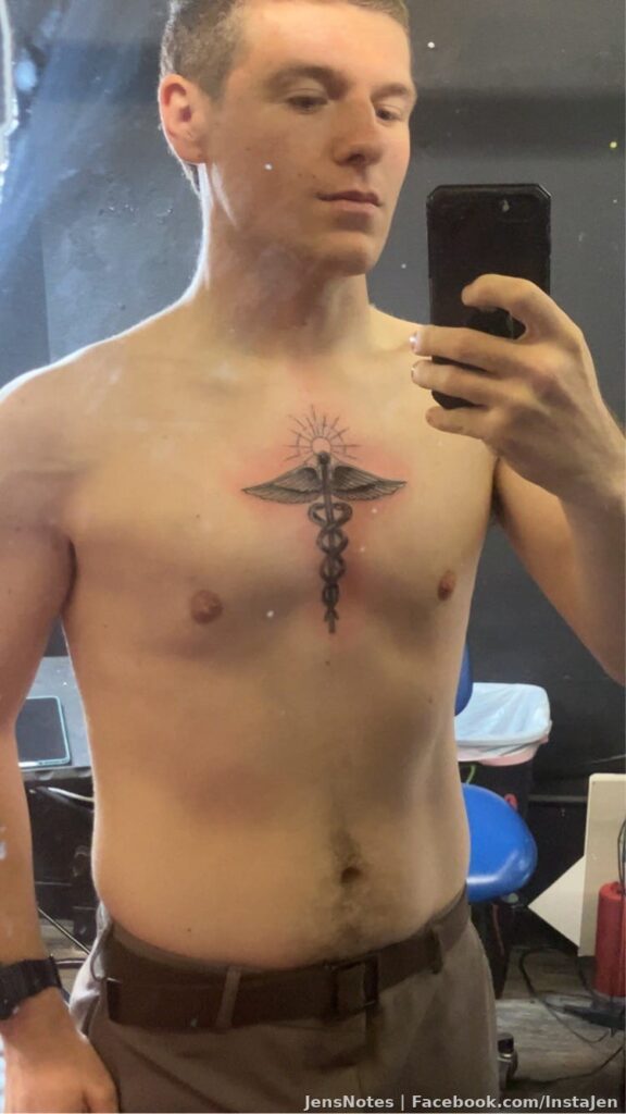 My Andrew got his 1st tattoo today and oh wow I just love it!!!!!!!!!!! Perfect for a combat medic! I've never seen how the