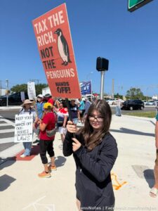 So proud of Jason, Caitlyn and Pari (MIL) for taking part in today’s nationwide “Hands Off” protest at the corner of US 1 and