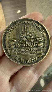 Jason made this coin in honor of the epic explosion of Blue Origins New Glenn Rocket. What's funny is last week after it happened