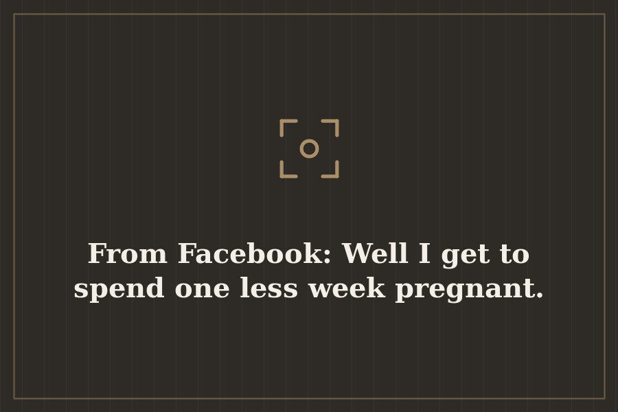 From Facebook: Well I get to spend one less week pregnant. — cover