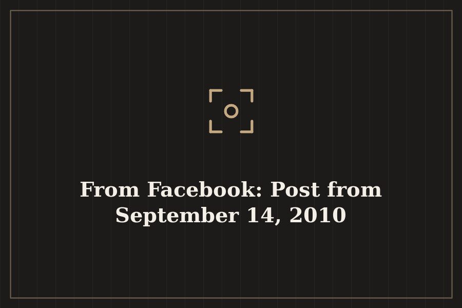 From Facebook: Post from September 14, 2010 — cover