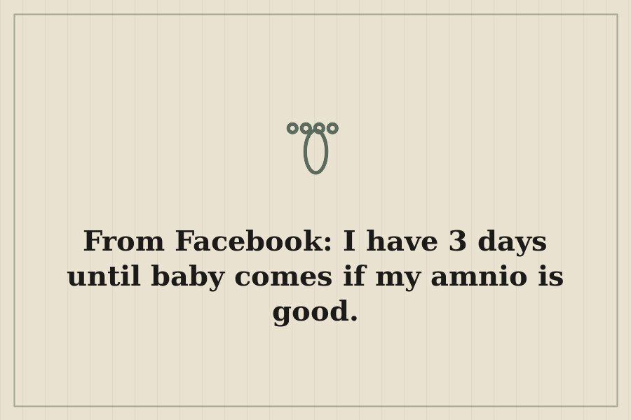 From Facebook: I have 3 days until baby comes if my amnio is good. — cover