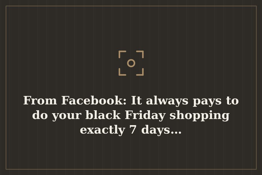 From Facebook: It always pays to do your black Friday shopping exactly 7 days… — cover