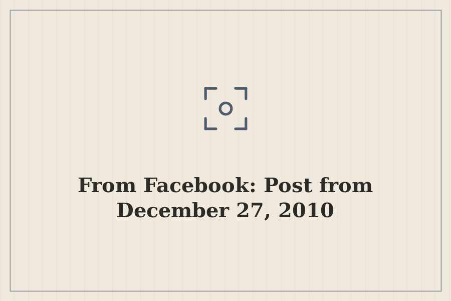 From Facebook: Post from December 27, 2010 — cover