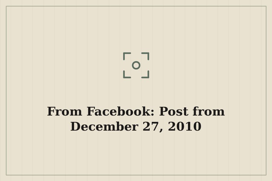 From Facebook: Post from December 27, 2010 — cover