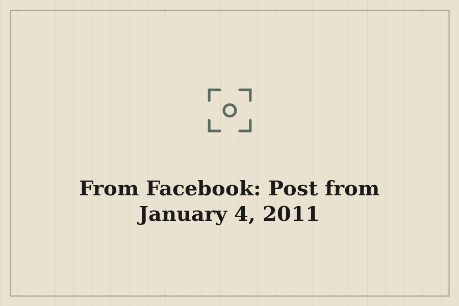 From Facebook: Post from January 4, 2011 — cover