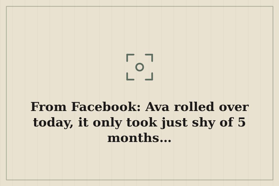 From Facebook: Ava rolled over today, it only took just shy of 5 months… — cover