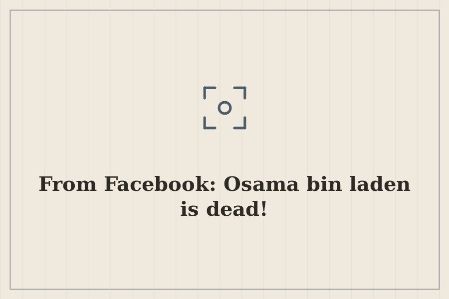 From Facebook: Osama bin laden is dead! — cover
