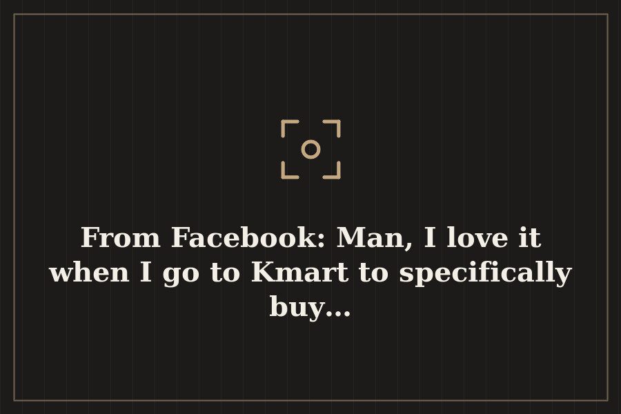 From Facebook: Man, I love it when I go to Kmart to specifically buy… — cover