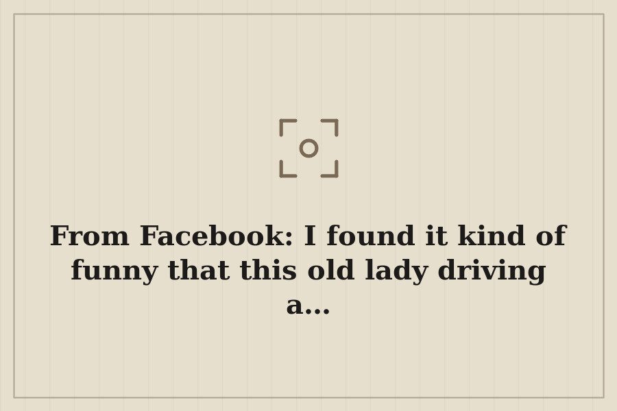 From Facebook: I found it kind of funny that this old lady driving a… — cover